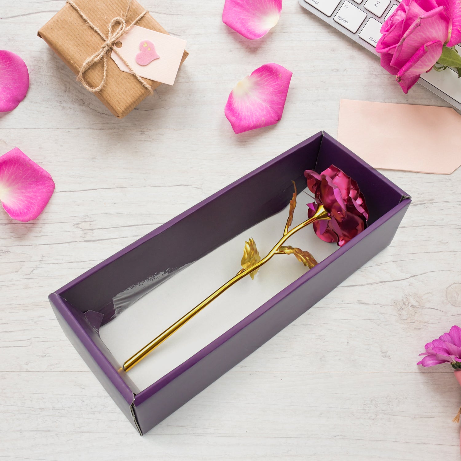 012.jpg Gold Rose Artificial Rose Flower With Gift Box, Plastic Flowers Best Gifts for Friend Girl Wife Women, Golden Rose Gift for Valentine's Day, Mother's Day, Anniversary, Birthday, Wedding, Gold (1 Pc) - Image 1