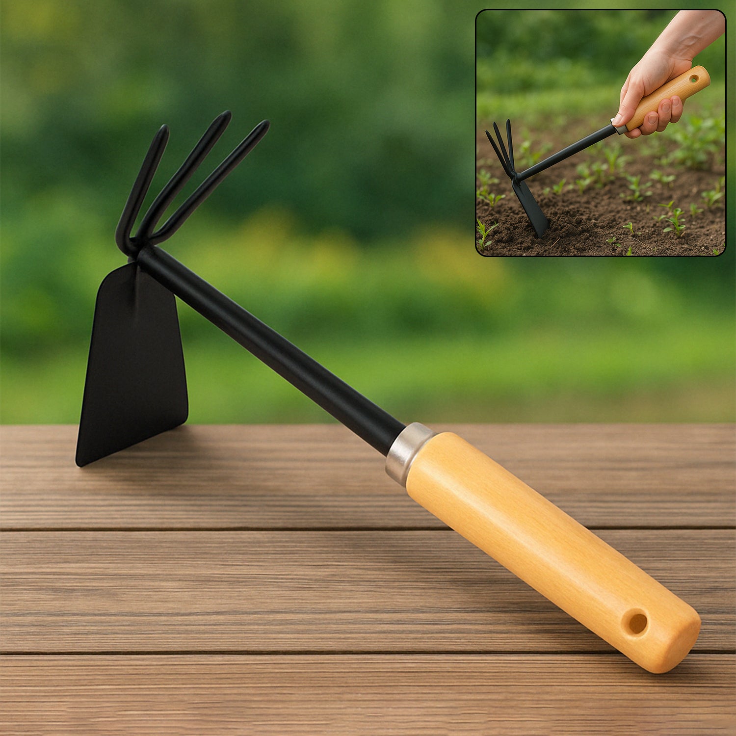 01_02d85355-dc9e-4696-bed6-35b5c1f9e19d.jpg 2 in 1 Double Hoe Gardening Tool with Wooden Handle - Image 1