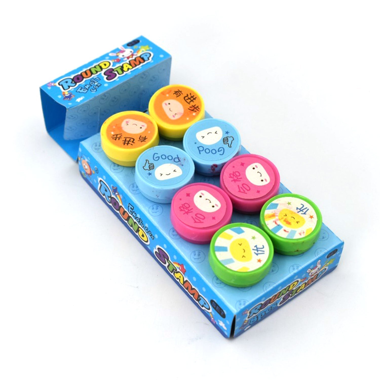 01_03761168-f033-483d-9535-99210e666342.jpg Emoticon Stamps 8 pieces in Round Shape Stamp for Kids Teachers, Parents and Students - Image 1