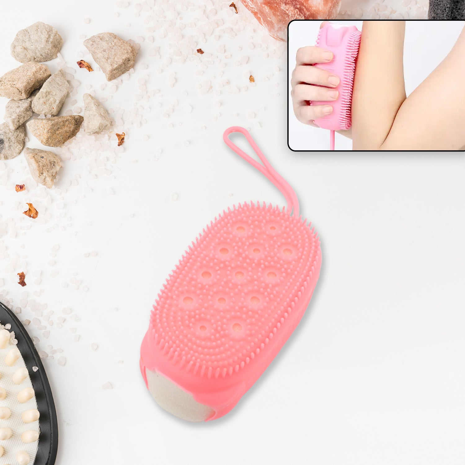 01_0cbefe9e-d3e9-4400-ab29-e09634c46cd3.jpg Super Soft Silicone Bath Brush – Double-Sided Body Scrubber for Exfoliation - Image 1