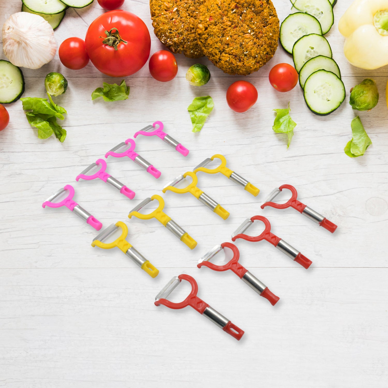 01_1506f011-f912-4464-8d35-2746c68cf72e.jpg Fruit Peeler Vegetable Peel Removal Tool (12 Pc Set) - Image 1