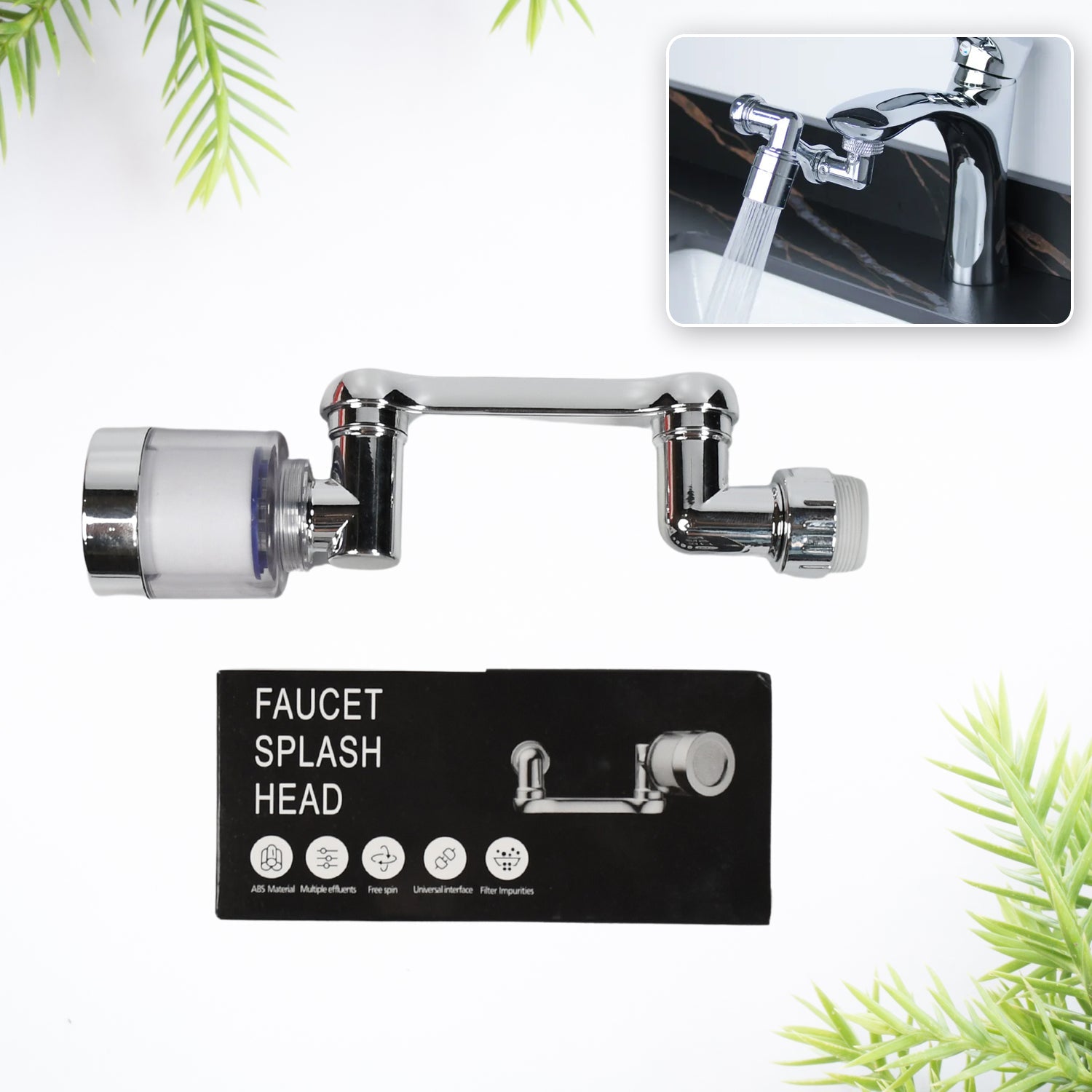 01_1721884f-dc62-4aca-b62f-8094b2ababfd.jpg Rotating Splash Filter Faucet Sprayer Head Double O-ring Design For Bathroom Kitchen - Image 1