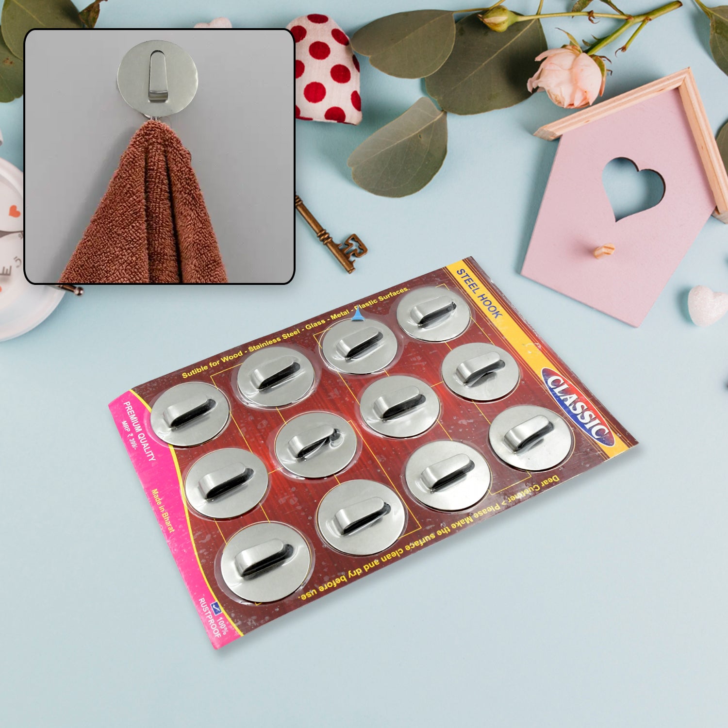 01_1b1c3896-30b4-41d7-94d0-131380f7333d.jpg Self-Adhesive Wall Hooks (12 Pcs): Steel, Multipurpose for Home - Image 1