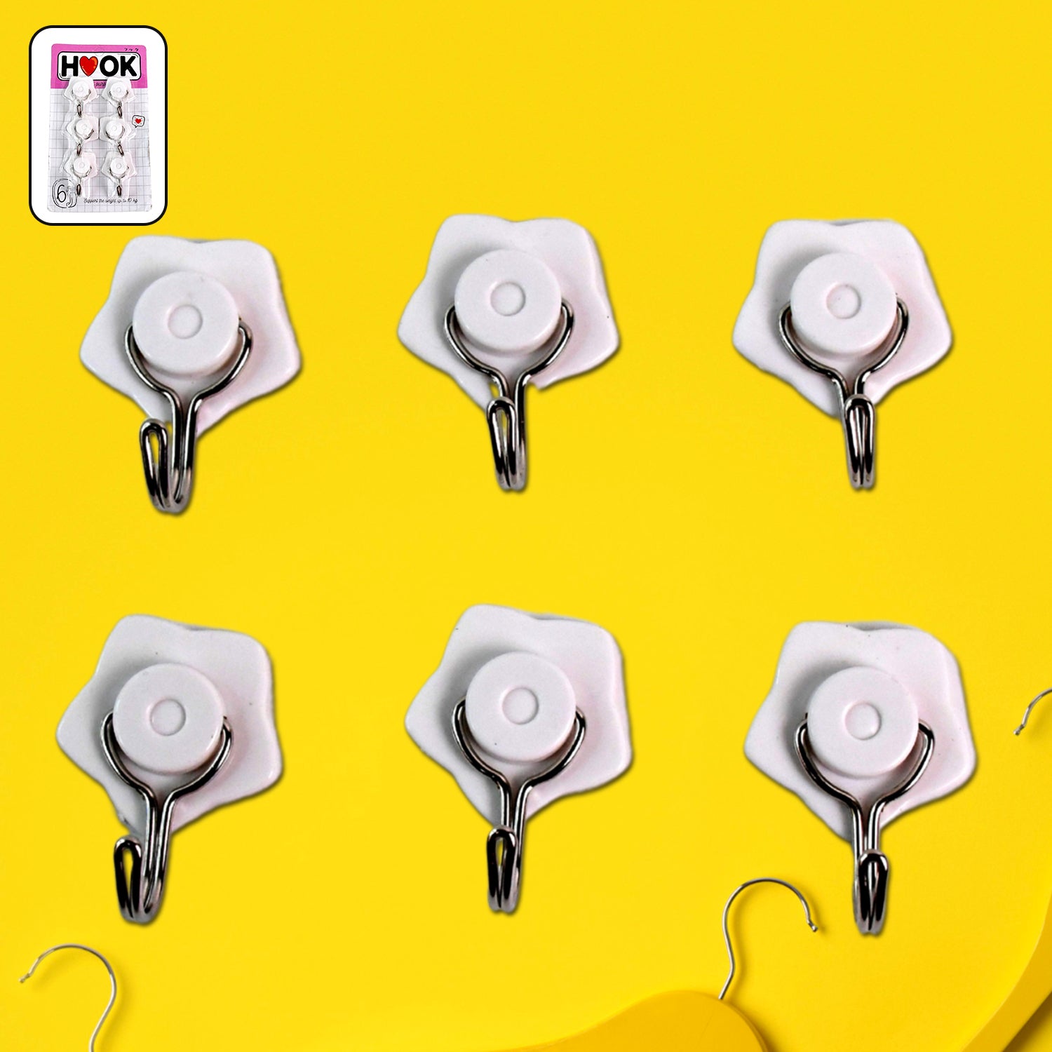 01_1bf330ab-02b0-47c5-8654-7f7ac86bceb0.jpg Multipurpose Self Adhesive Plastic Wall Hooks - 6 pcs - Image 1