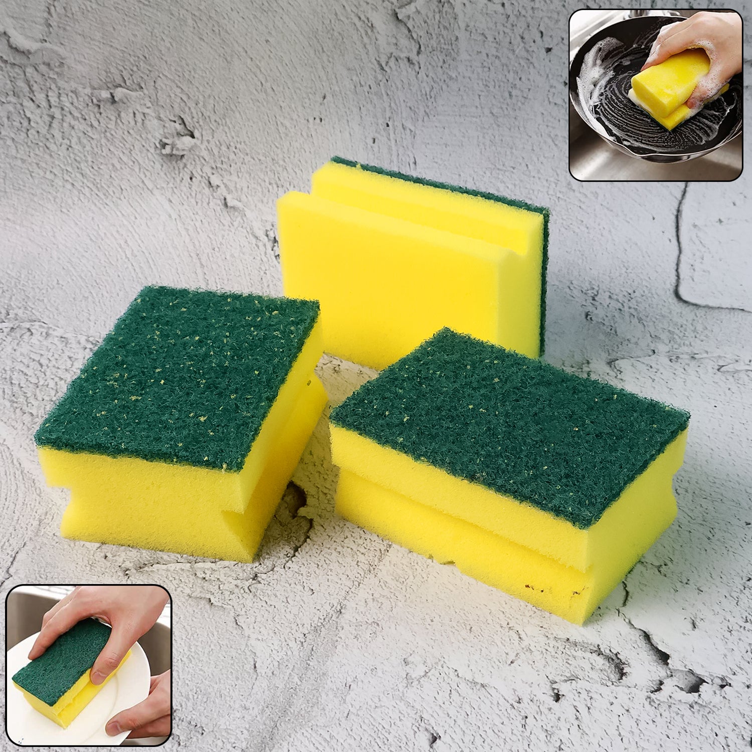 01_1e9eb3f4-9dc7-4c85-938c-98d69180d92f.jpg Scrub Sponge 2 in 1 PAD for Kitchen, Sink, Bathroom Cleaning Scrubber (3 Pc) - Image 1