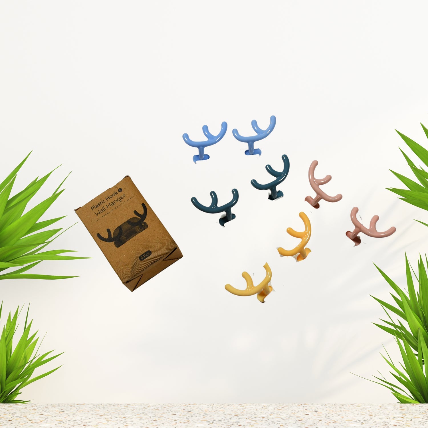01_27e5128e-c7eb-4e57-86d0-b6156674b370.jpg Plastic Wall Hanger Hook Wall Adhesive Hook Premium Quality Wall Hook (Pack Of 4pc) - Image 1