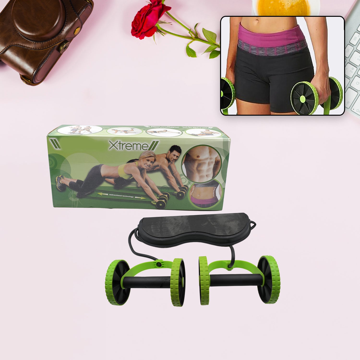 01_3b53b0cc-ddd3-47a7-a0cc-981488cf3a68.jpg Professional Fitness Imported Ab Builder Ab Care Xtreme Fitness Resistance Exerciser Resistance Tube Ab Slimmer Rope Exerciser Body Building Home Gym Trainer for Both Men & Women (1 Pc) - Image 1
