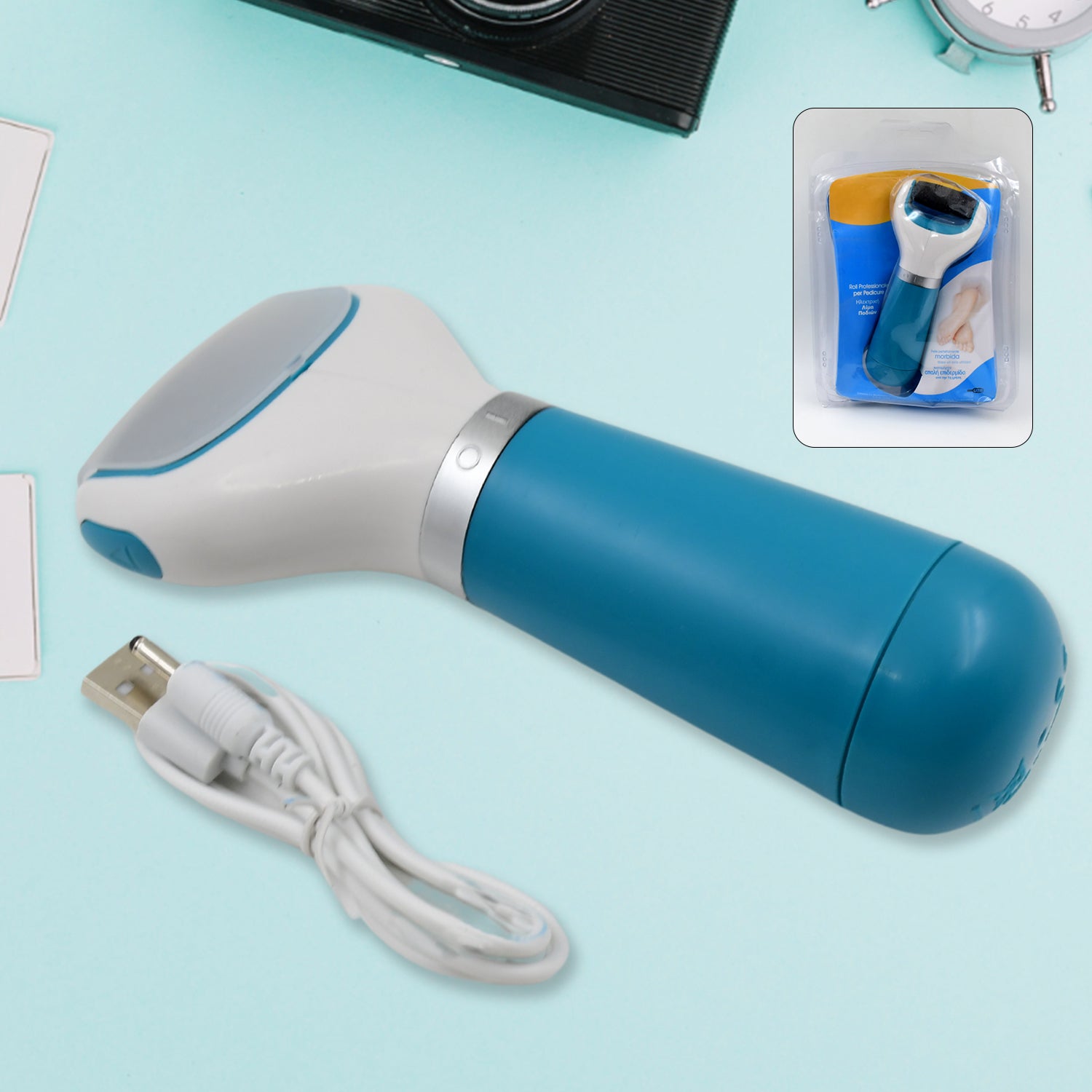 01_4281b86a-c718-4f46-bc6a-4b4610716dc7.jpg Electronic Dry Foot File, Callous Remover for Feet, Electric Foot with Roller Hard and Dead Skin- Regular Coarse, Baby smooth feet in minutes. For in home padicure foot care, Battery Powered & USB (Battery not included) - Image 1