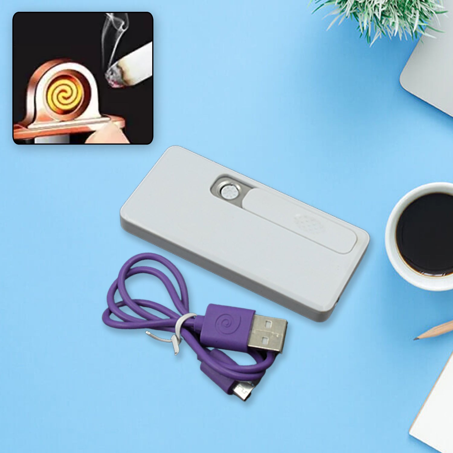 01_4d0390e6-75d2-4b1f-91ed-8cb7e326a873.jpg Stylish Electric USB Lighter for Men & Women (Rechargeable, Windproof) - Image 1