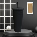 Reusable Studded Tumbler with Straw & Leak Proof Lid (1 Pc, Mix Colors)