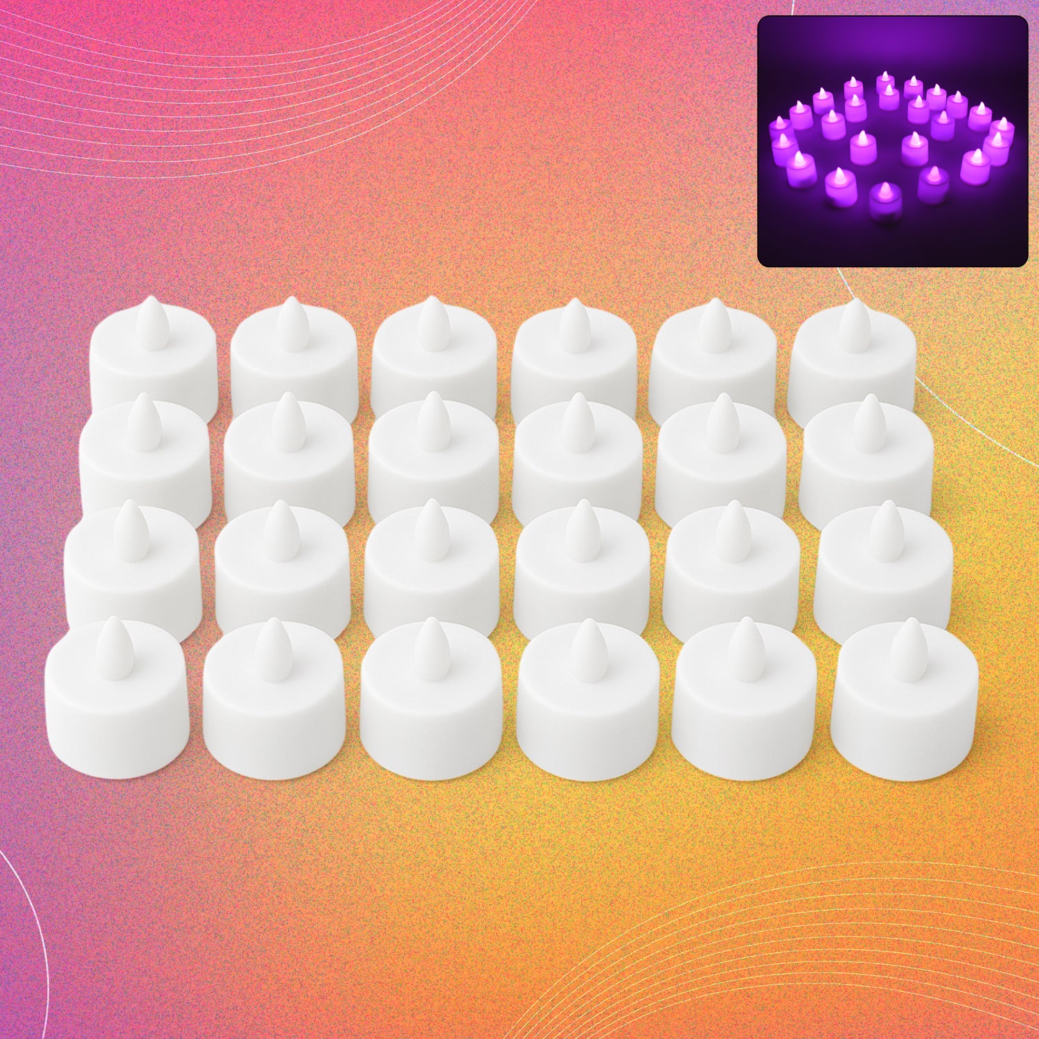 01_604c4707-45a8-4fed-ab27-bf754956598d.jpg Flameless LED Tealights, Smokeless Plastic Decorative Candles - Led Tea Light Candle For Home Decoration, Diwali (Pack Of 24) - Image 1