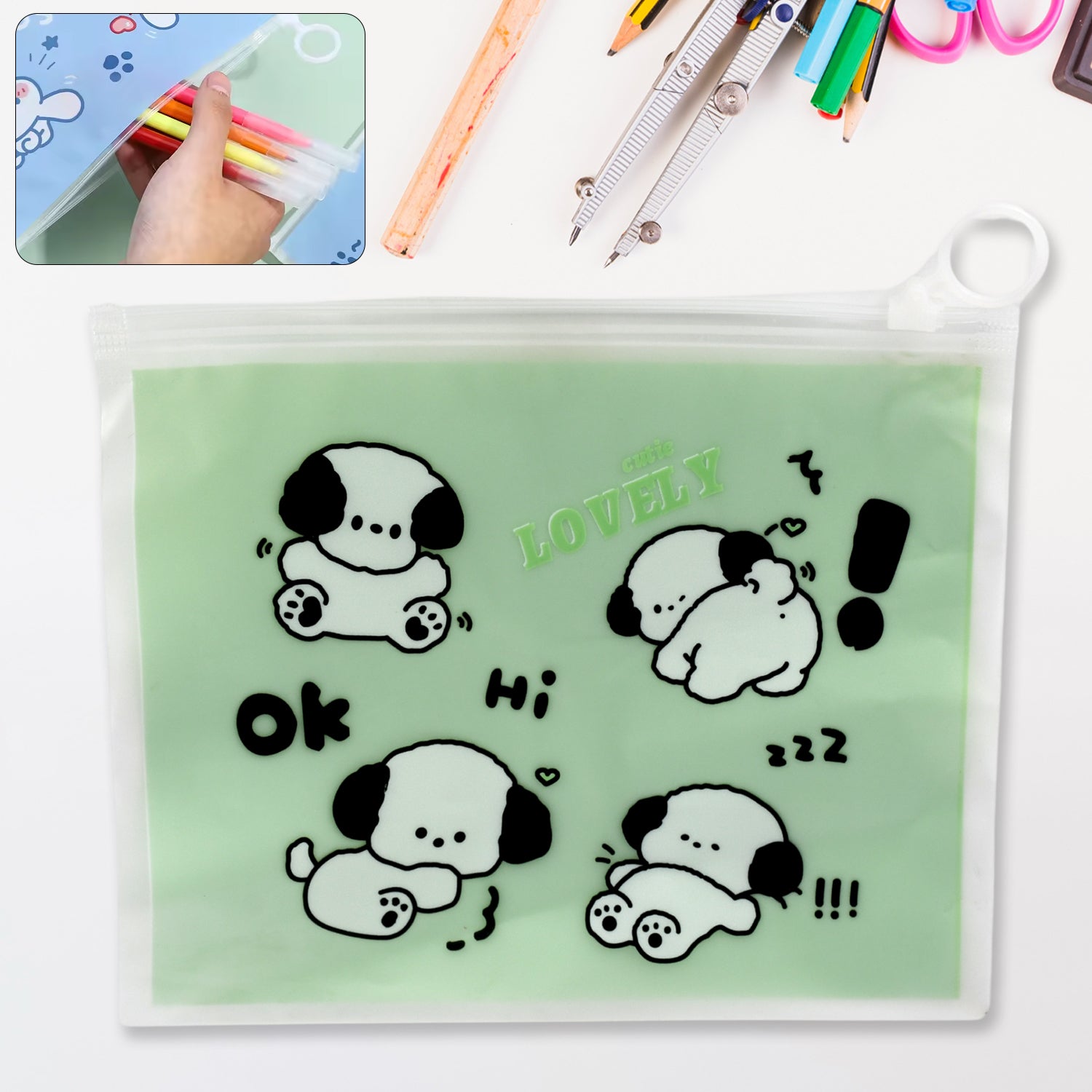 01_6d4659b5-8913-4075-a75e-05217daadad7.jpg Reusable Multipurpose Pouch Pen Stationary Case Travel, (1 Pc/ Mix Design) - Image 1