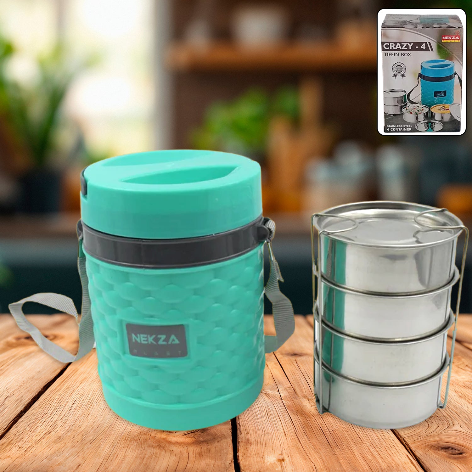 01_6d96b42b-12c5-4d26-978f-892cfae82d6c.jpg Double Wall Insulated Tiffin with Handle (1 Pc): Stackable, Hot Food Container - Image 1