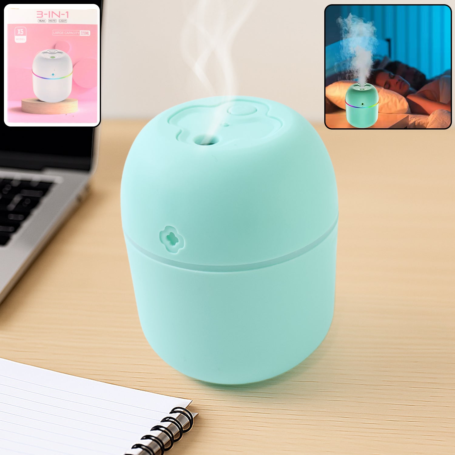 01_7a86ee35-6607-451d-9785-6b7bfd314373.jpg Portable Mini USB Humidifier with Light – Cool Mist & Essential Oil Diffuser (250ML) - Image 1