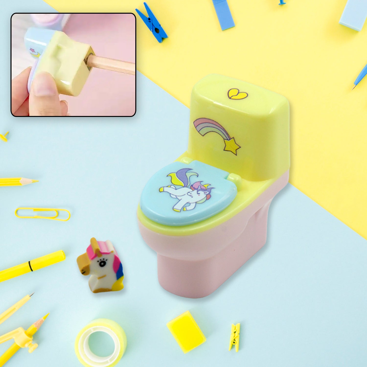 01_7b4f31e8-d016-496d-aca5-0d70e2a8a624.jpg Fun & Functional! Toilet Sharpener with Eraser (2 Pc Set) - Image 1