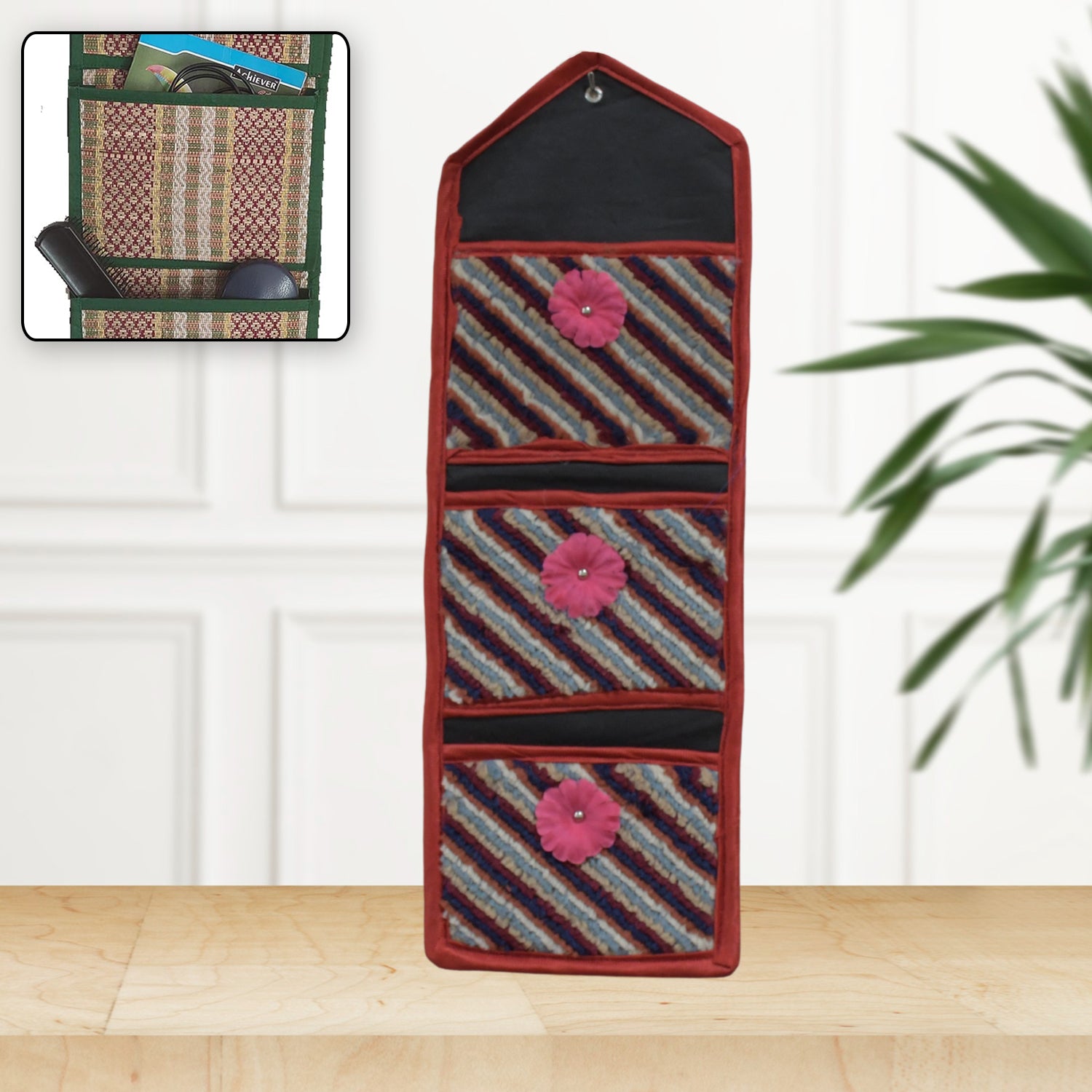 01_7cb81d9d-1ac2-4c94-b59c-69bb722e0921.jpg Foldable Hanging Organizer with 3 Pockets - Wall Hanging Letter Holder - Image 1