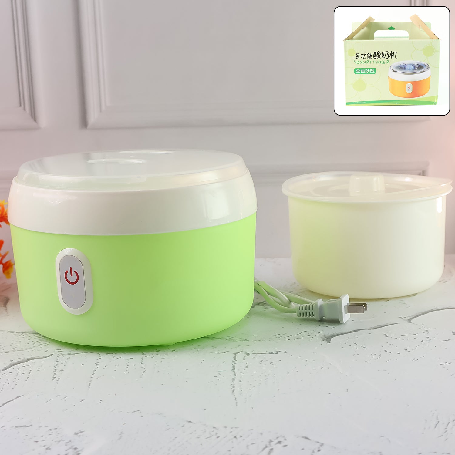 01_7df7ac5b-9f9e-4e96-9629-5b614649774a.jpg Green Electric Yogurt Maker for Household and Kitchen Use - Image 1