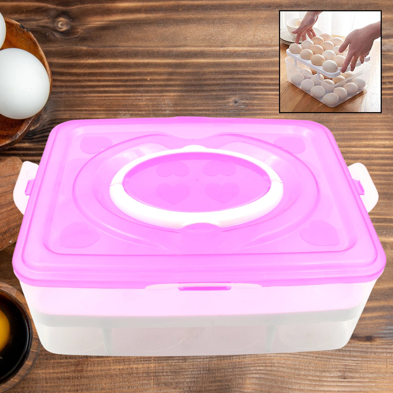 01_8537eb6e-2610-4e65-9e3d-6b86daacf9a9.jpg 2 Layer 32 Grid Egg Tray with Lid Carrier Holder1 Pc - Image 1