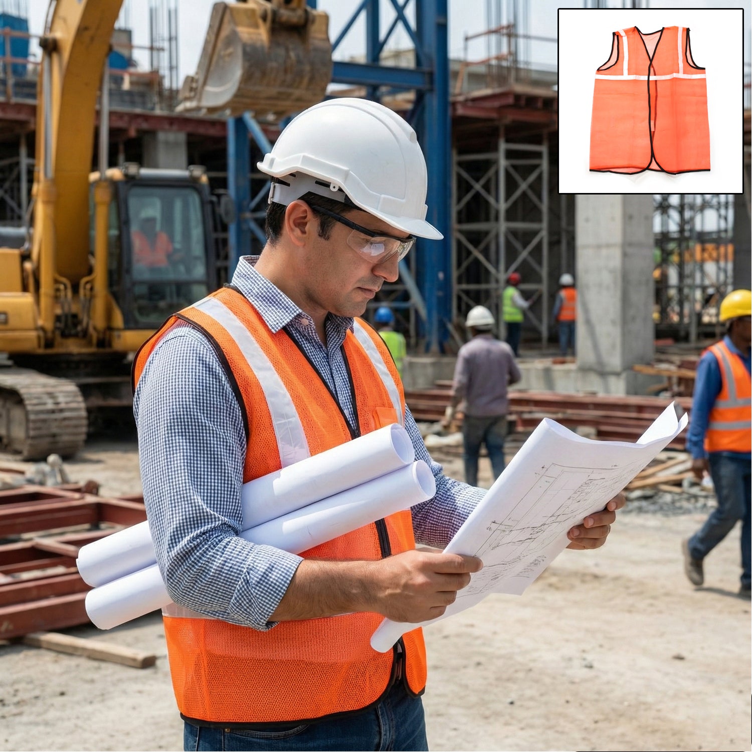 01_Safety-Reflective-jacket_4b21a035-88d5-4ec9-8f15-fe3eb5a925d6.jpg Orange Safety Jacket For Having protection against accidents usually - Image 1