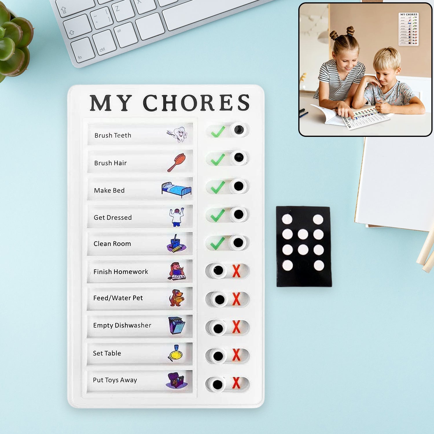 01_ae1b65ea-7930-4f74-921e-89c0718342ae.jpg Portable Chores Note Board – Home Management Planning Memo Board (20×12 cm) - Image 1