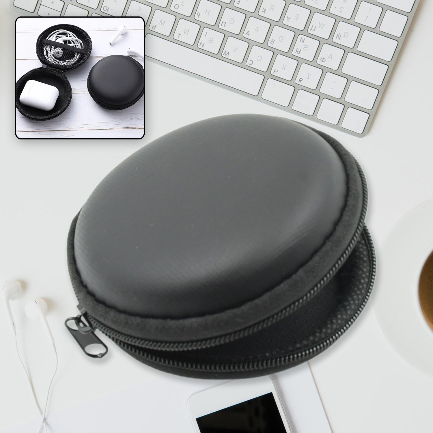 01_d8b84c35-b29a-4fed-965e-a163944dce95.jpg Cute Round Earphone Carrying Case - Multi-Use Pocket Pouch - Image 1