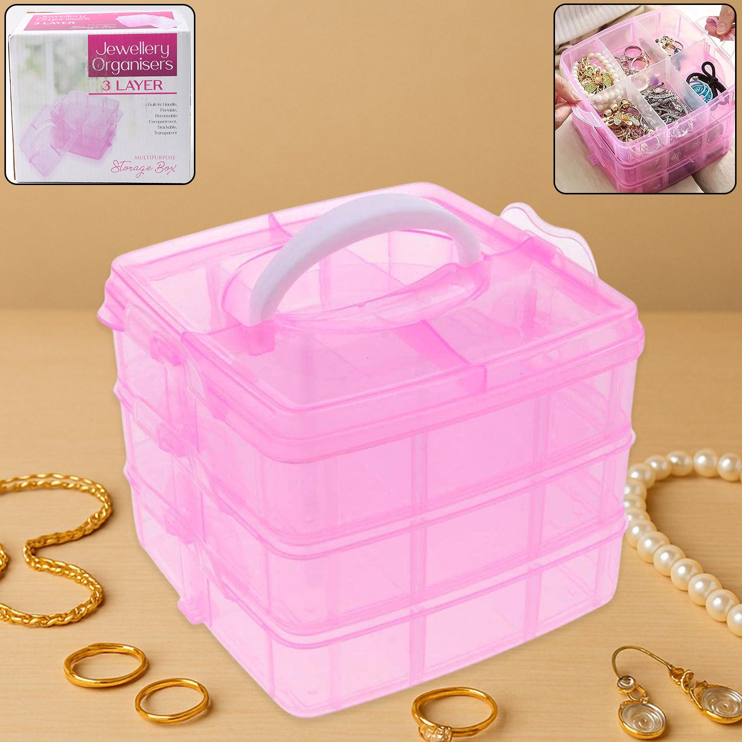 01_daad6b01-ed8d-4432-9258-afa5aa65ad3a.jpg Versatile 18-Grid 3-Layer Transparent Plastic Organizer Box - Image 1