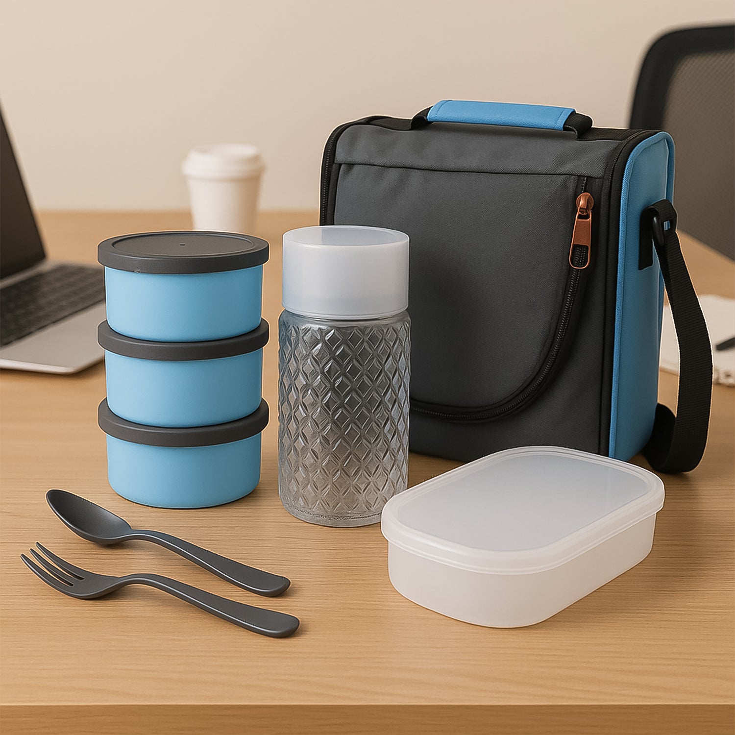 01_e4766d6b-9a08-4f72-beeb-1ea03408ebe6.jpg All-in-One Lunch Box with Fabric Bag for Office & School - Image 1