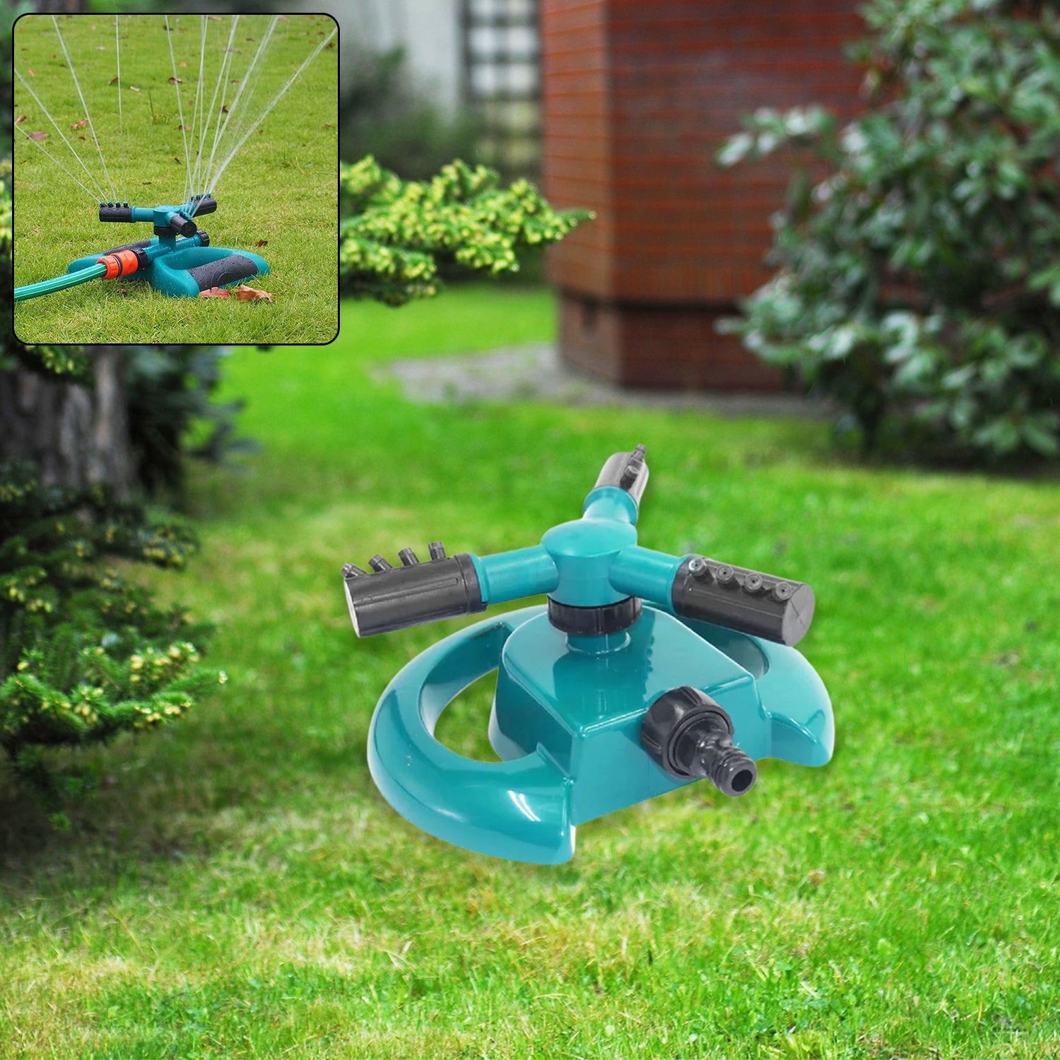 01_e6b99fc5-83d6-4d69-8f3b-8f2ef06b92a3.jpg 3 Arm 360° Sector Rotating Water Sprinkler Garden Pipe Hose Irrigation Yard - Image 1