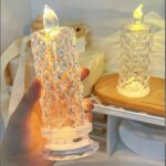 Rose Candles for Home Decoration, Crystal Candle Lights, Diwali