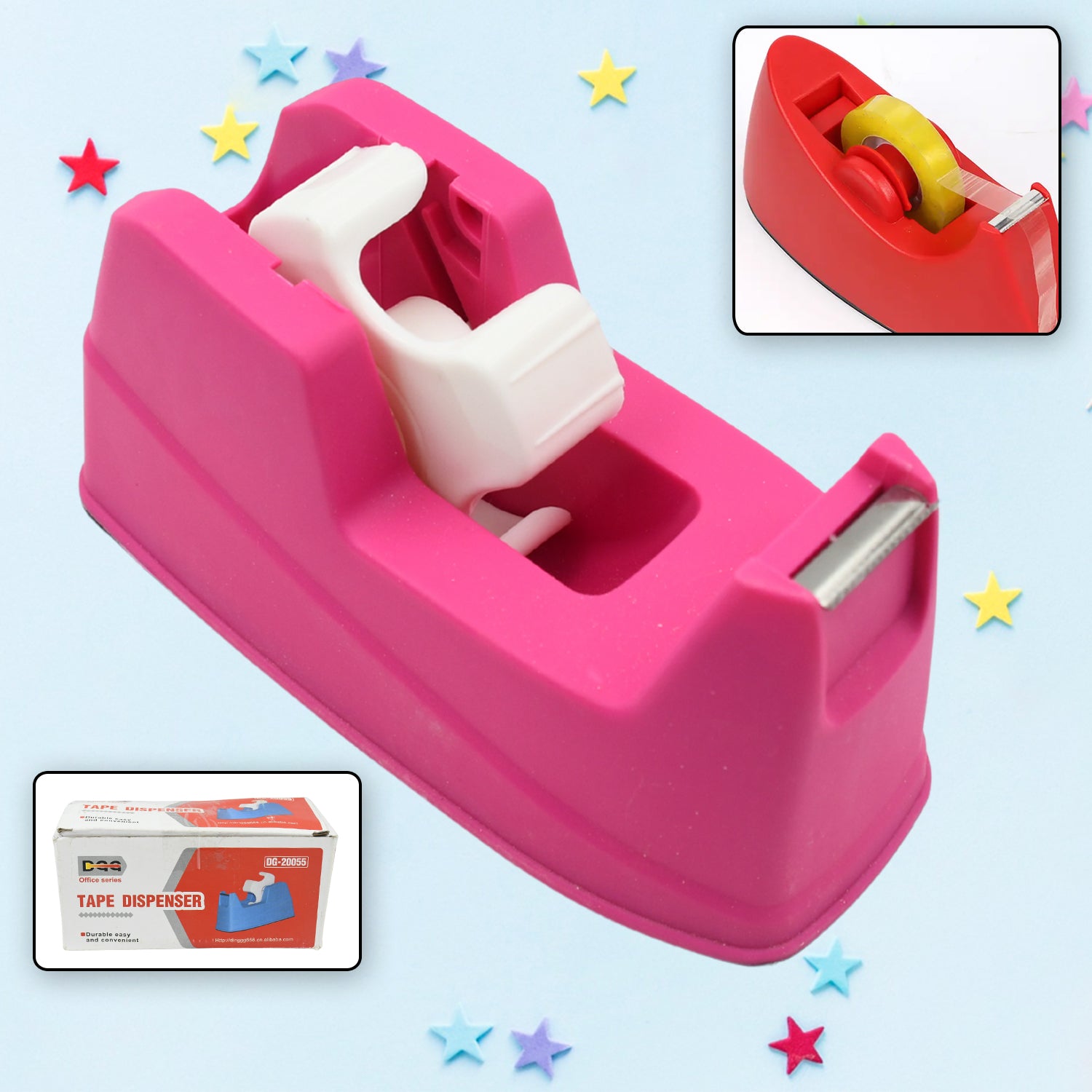 01_fe8c19ee-b29c-4bca-a219-ca6bd1da317c.jpg Plastic Tape Dispenser Cutter for Home Office 1 Pc 631 gm - Image 1