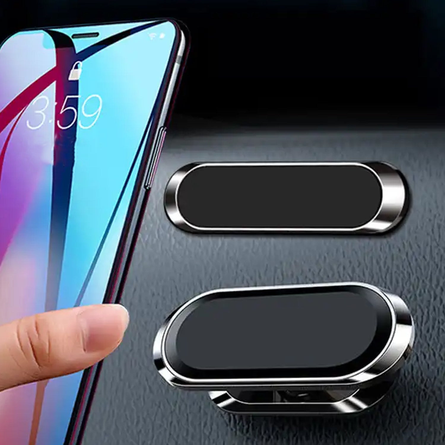 02_0e5e375c-3b83-42b2-ade8-ea78cf89aa85.jpg Magnetic Phone Mount/Holder for Car, Super Strong Magnet Universal Car Mount, Dashboard 360° Rotation for Car, Desk, Office, Home & Kitchen for All Smart phones (1 Pc) - Image 1
