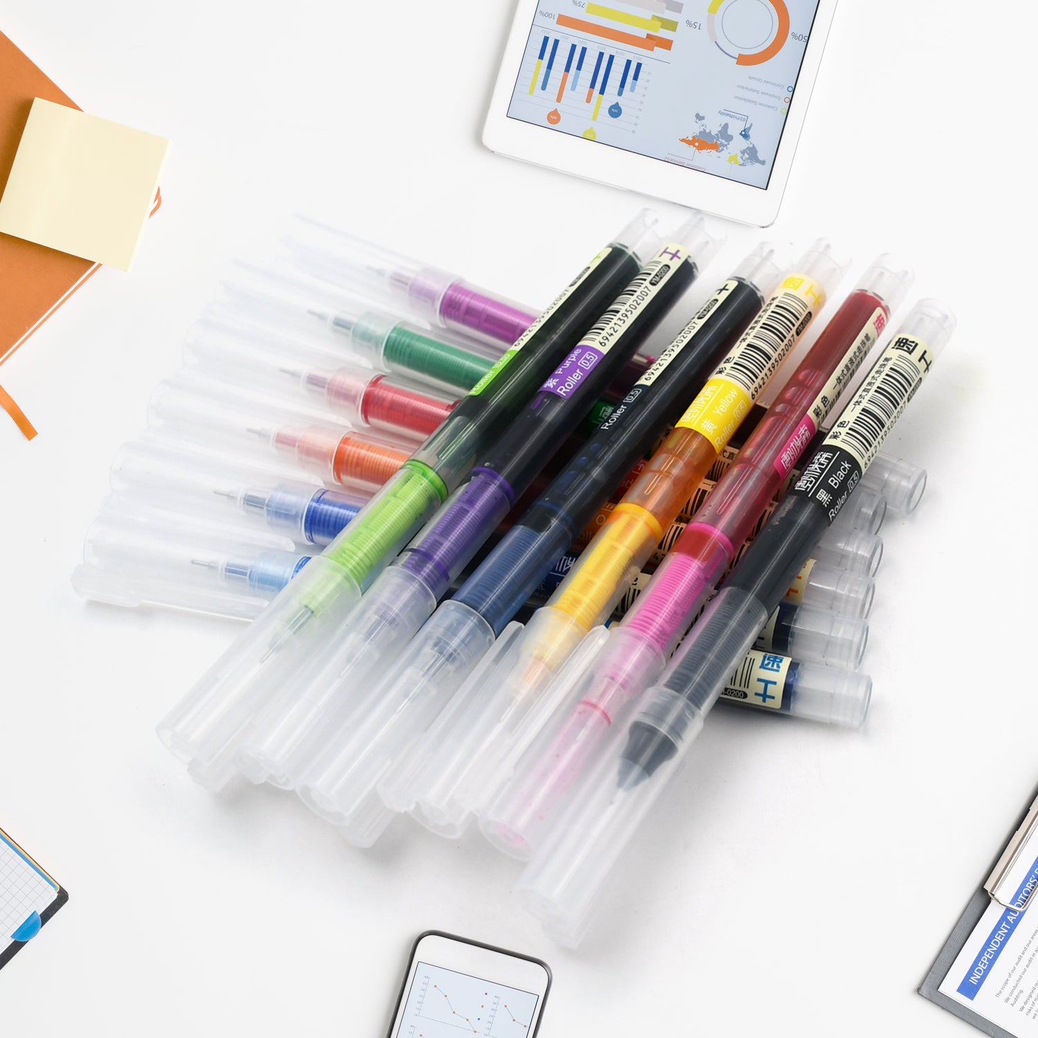 02_13ae40b0-45a0-4faa-91c7-d77038475fec.jpg 12 Color Rolling Ball Pens, Quick-Drying Ink 0.5 mm Extra Fine Point Roller ball Pens Straight Liquid Gel Ink Pens for Writing, Drawing, Journaling, Taking Notes, School Office Stationery (12 Pcs Set) - Image 1