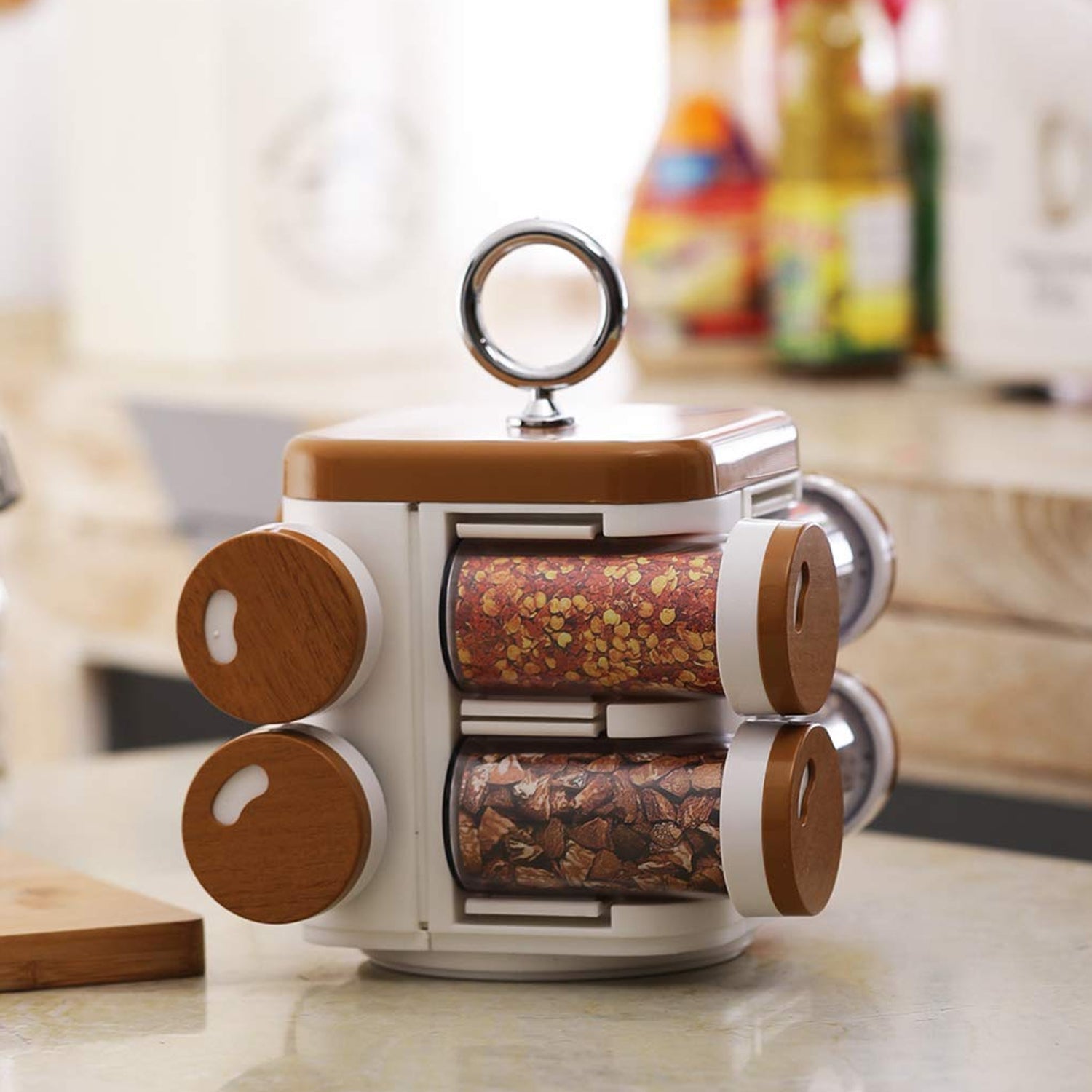 02_9373c21e-4ec6-4002-b87c-9506b5a8c92d.jpg Ganesh Storewell Plastic Spice Rack - Set of 8 - Image 1