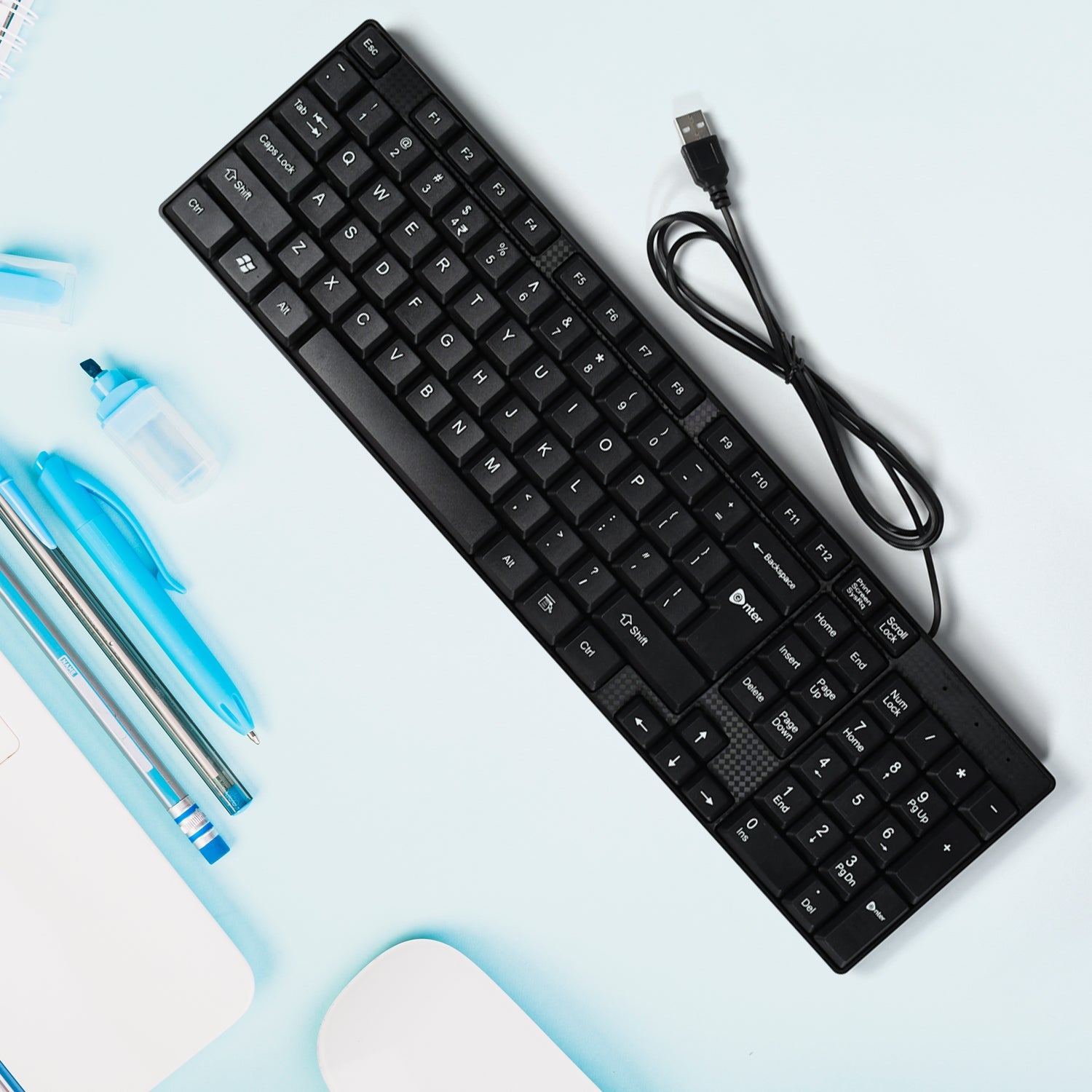 02_adf686ef-04a2-45f7-8f3f-d414c3956418.jpg Wired USB 102 Keys, Ergonomic Portable Typewriter Keyboard Home Office, Plug and Play - Image 1