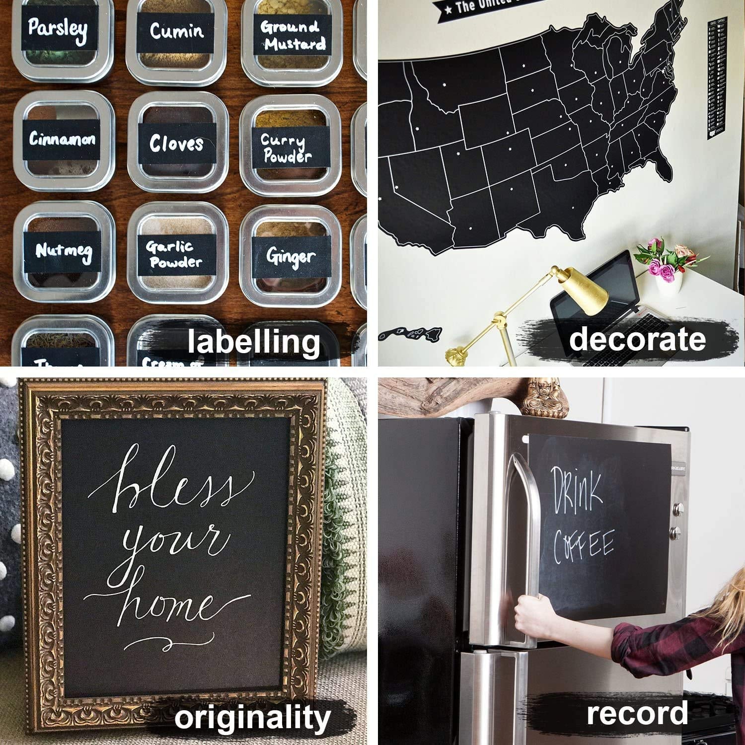 02_ae11bce4-d31e-42c5-b409-7fbb8c0d7647.jpg Blackboard Erasable Wall Sticker Chalkboard Sticker Wall Stickers Mural - Image 1