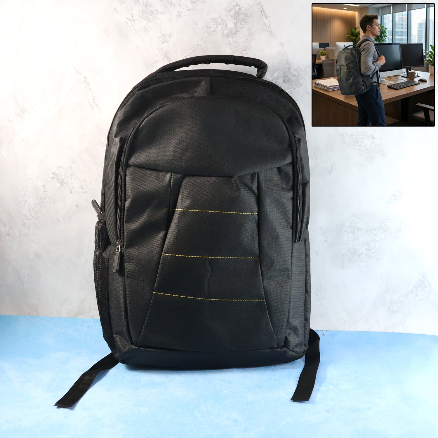 02_bag_a61b96cf-225b-41ae-86bd-02d48f36dfe3.jpg Lightweight Water-Resistant Laptop Bag with Pockets & Adjustable Strap - Image 1