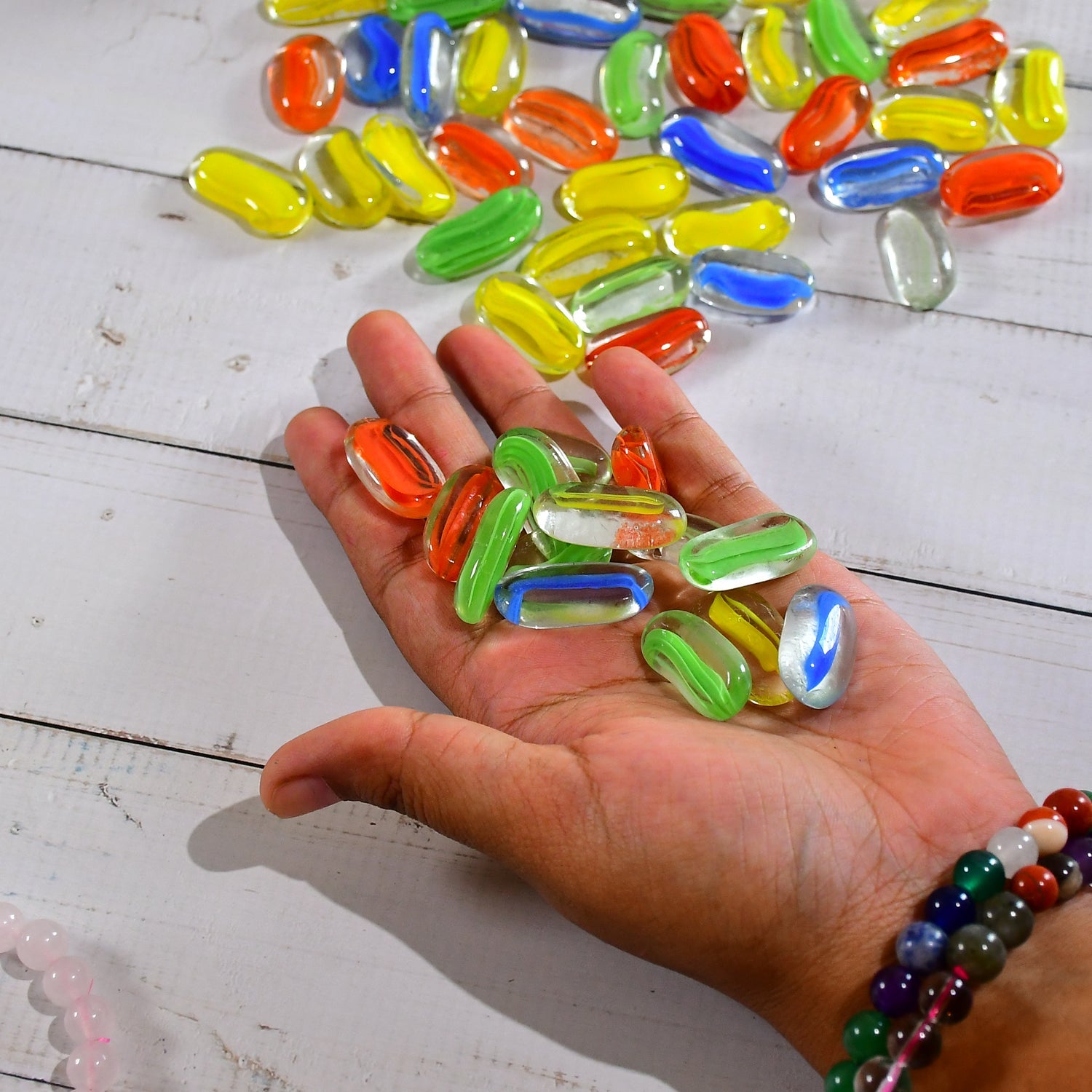 02_cc1d9ecc-600b-457f-9598-c8c6ae4a894b.jpg Glass Gem Stone, Flat Round Marbles Pebbles for Vase Fillers, Attractive pebbles for Aquarium Fish Tank. - Image 1