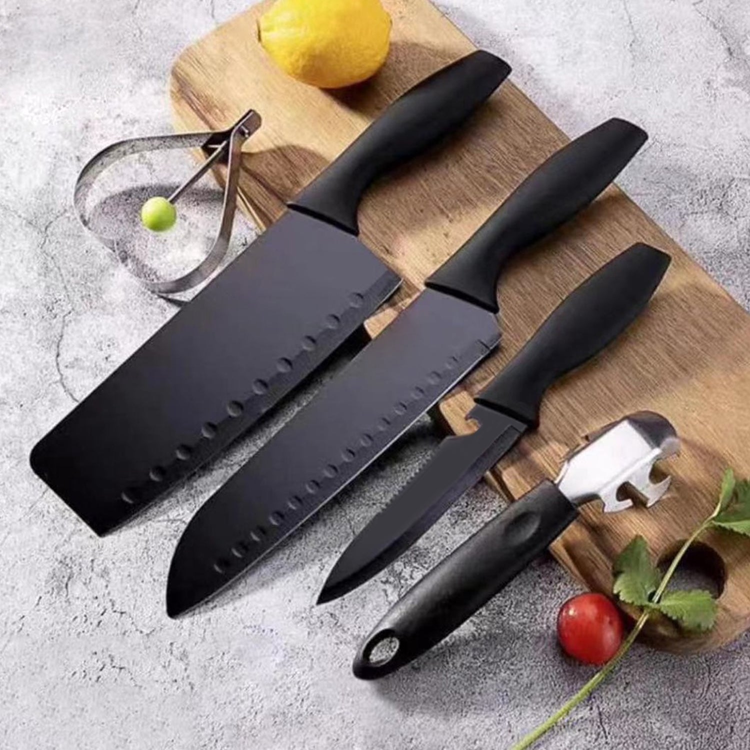 02_d577025a-57e8-4f99-91df-de8ea9e9a0c5.jpg Stainless Steel Chef Knife Set, 5pc Kitchen Cutlery - Image 1