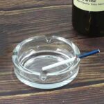 Glass Crystal Round Ashtray for Cigar & Cigarettes – Home & Office Table Decor