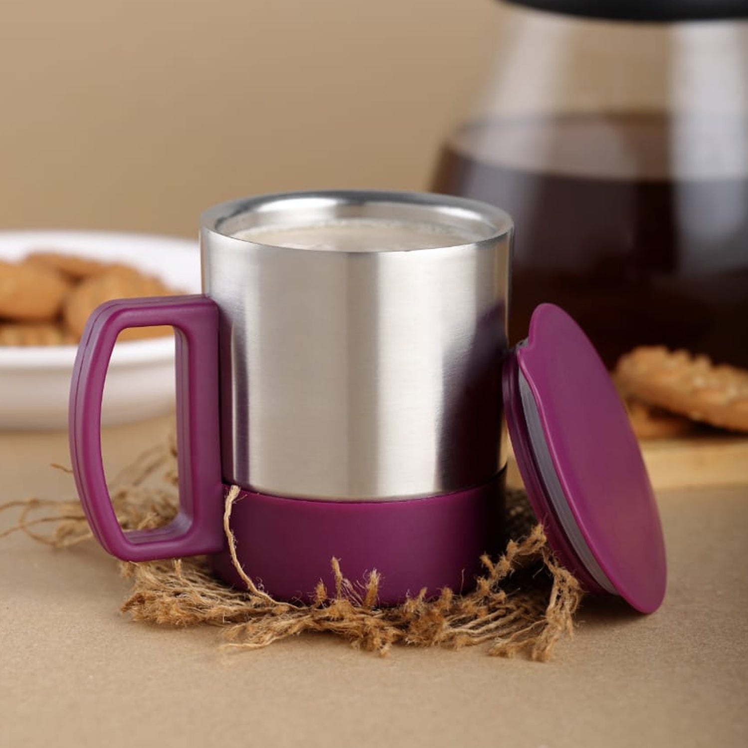 03_d1f478ef-8d92-447d-8d35-3a146735bd3b.jpg Stainless Steel Coffee/Tea Cup, Stainless Steel Lid Cover Hot Coffee/Tea Mug Hot Insulated Double Wall Stainless Steel, Coffee and Milk Cup with Lid & Handle Easy To Carry - Coffee Cup (1 Pc) - Image 1