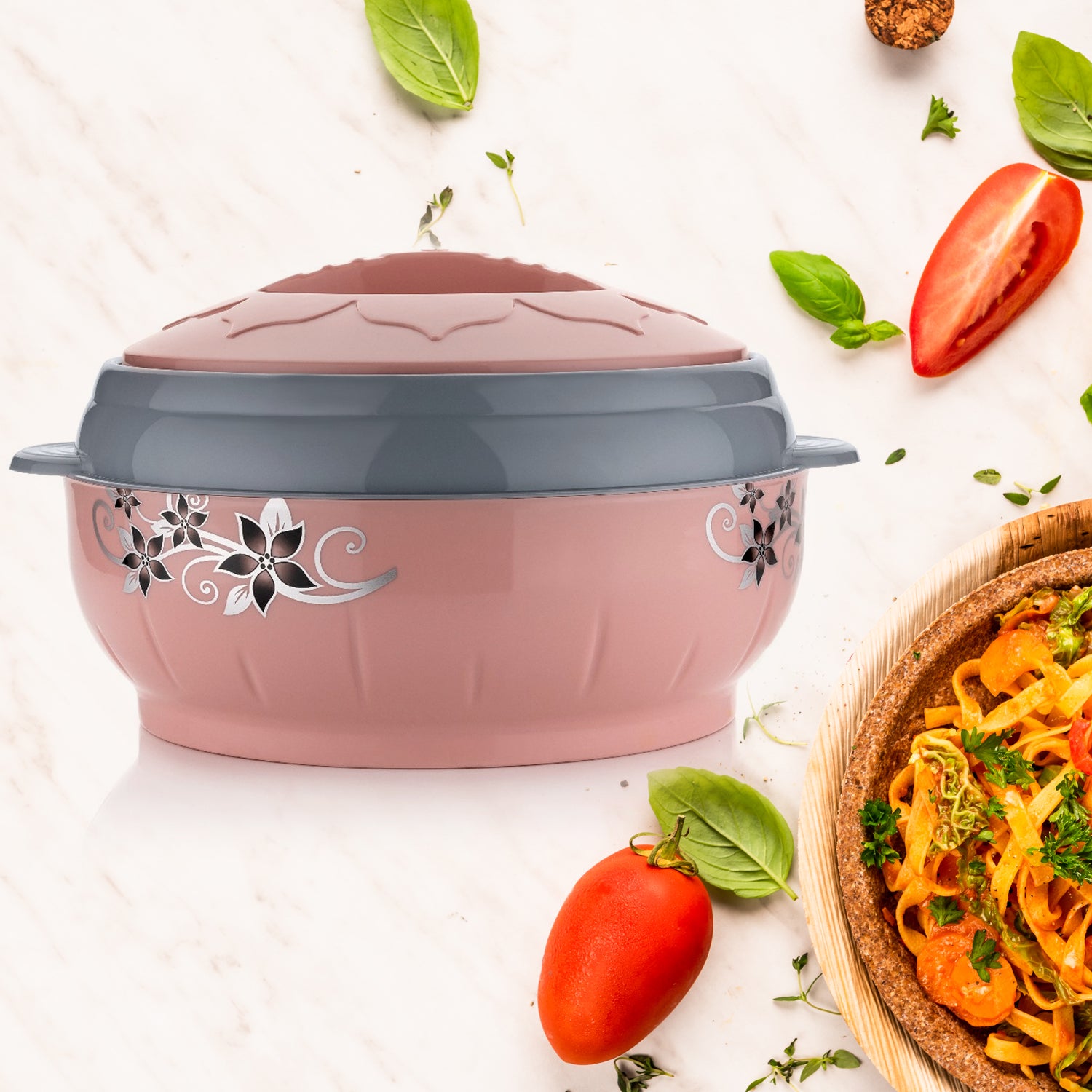04_244cd640-4d50-4096-8029-674bbed87545.jpg 4500ml Insulated Casserole Box (Steel): Floral Print, Keeps Food Hot/Cold - Image 1
