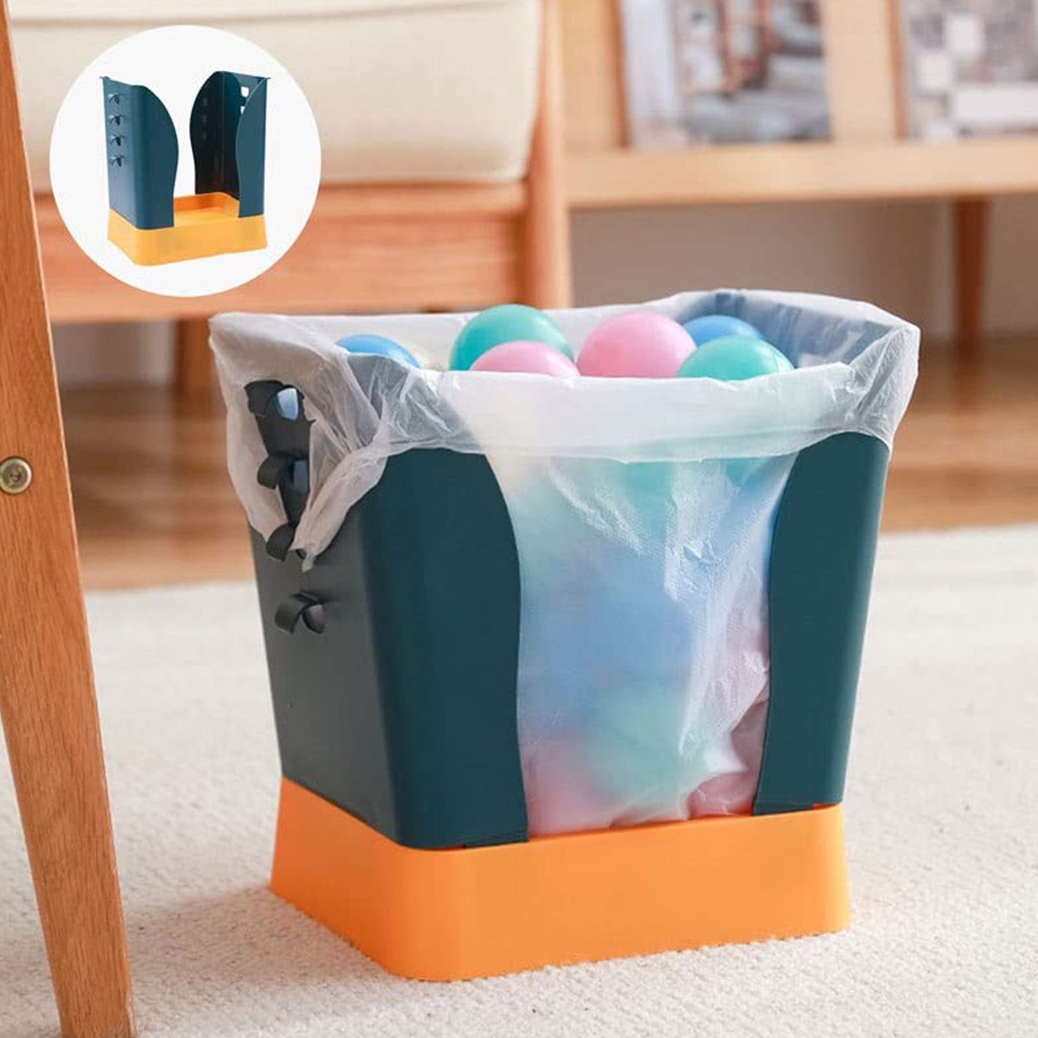 04_3cc9afe6-dcce-48eb-b365-93382edab3bc.jpg Expandable Trash Can (1 Pc): Plastic, Large Capacity, Kitchen & Bathroom - Image 1