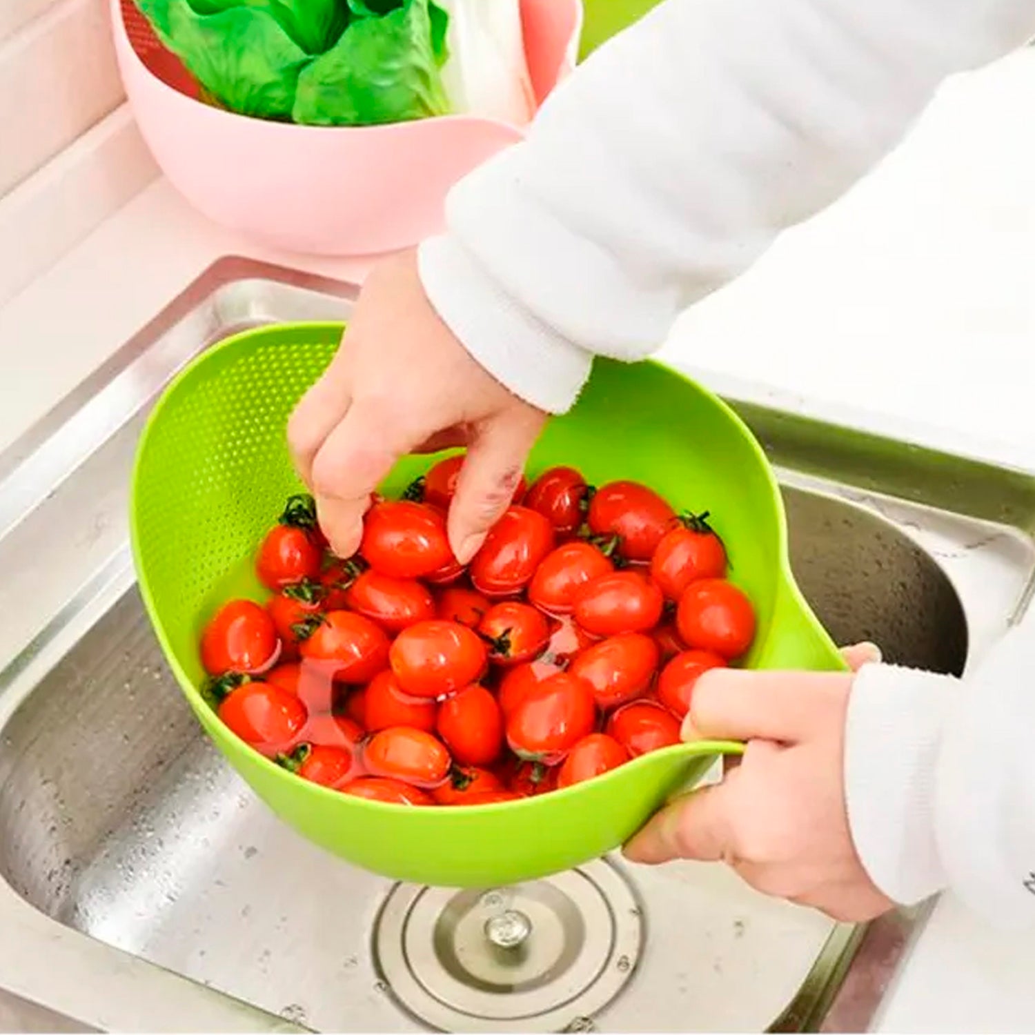 04_4d0430cd-34c6-4ee6-9c1b-fb005f1b5bf5.jpg Rice Bowl Thick Drain Basket with Handle - Image 1