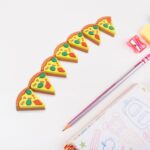 3D Pizza Slices Eraser Set – Fancy & Colorful Stationery for Kids & Gifts (7 slice)