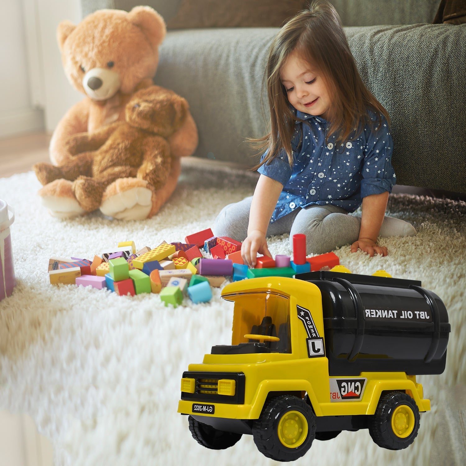 04_7e6597a8-a743-4739-a33a-28bae1782a65.jpg Big Heavy Duty Unbreakable Toy Truck with Sound | Friction Powered Oil-Water Tanker - Image 1