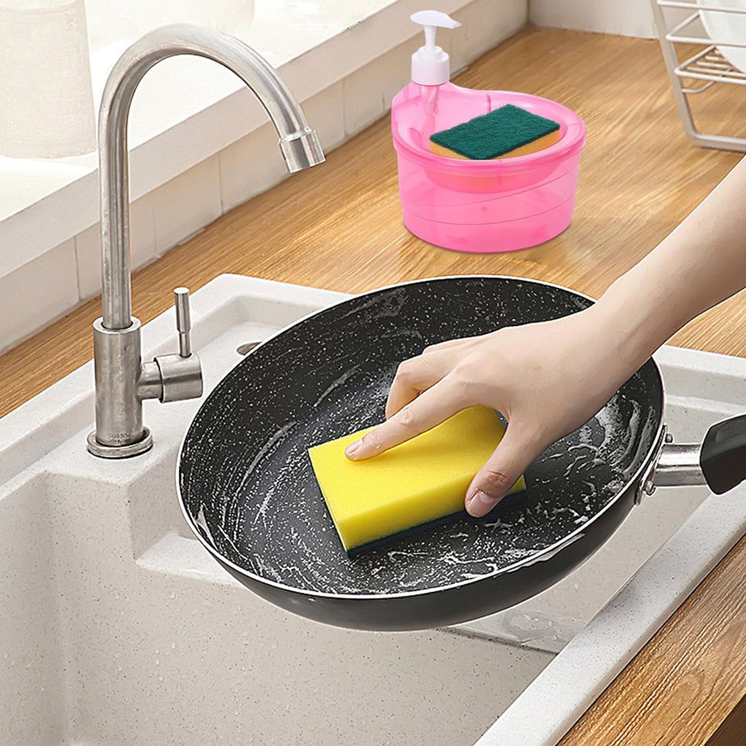 04_8a676db7-c6f9-4c43-998e-79d25ab7d4fb.jpg 2 in 1 Double Layer Liquid Soap Dispenser with Pump and Sponge - Image 1