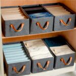 Foldable Storage Box Handles Cotton Linen Organizer for Nursery 45 cm