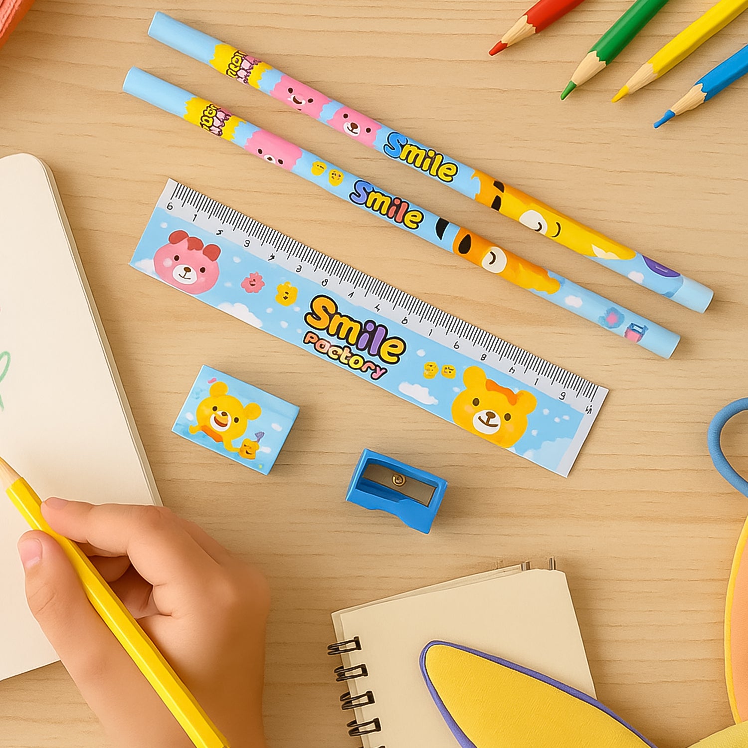 04_da2c5ae2-423b-4a2e-9405-d7d49a7cdb2d.jpg Wooden Pencil Set (5 Pc): School Supplies, Stationery Set for Kids - Image 1