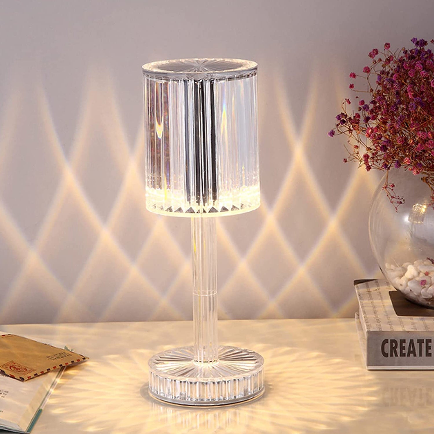 04_ed020c17-c35f-4ed9-84e5-aac687efd404.jpg Crystal Table Lamp , Touch Control Atmosphere Nightstand Lamp With USB Charging Line - Image 1