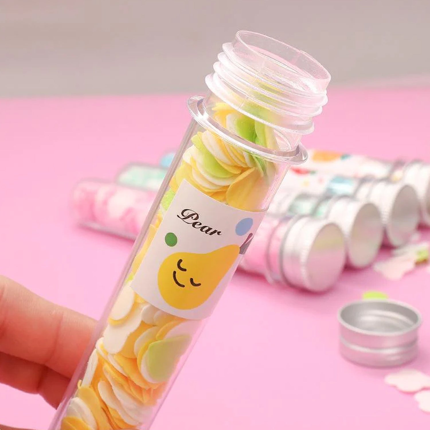 05_7e19e0a7-fb07-431d-8d73-69ca06575cf8.jpg Portable Hand Washing Bath Flower Shape Paper Soap Strips In Test Tube Bottle - Image 1